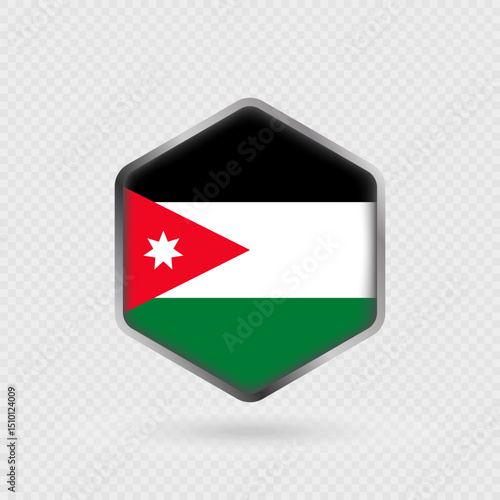 Free Download Jordan Flag Icon in Hexagon Shape. - GFXLoad