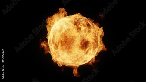 Fireball blazing on black background