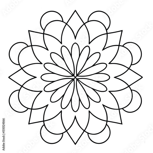 Abstract flower vector illustration, mandala coloring page bundle set for kids and adults