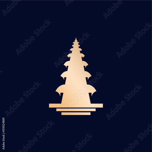 Ancient Temple Logo: Eastern Spirituality Vector Mark