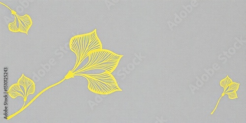 Elegant gold ginkgo leaf line art on a textured background for luxury wedding save the date, texture, nature