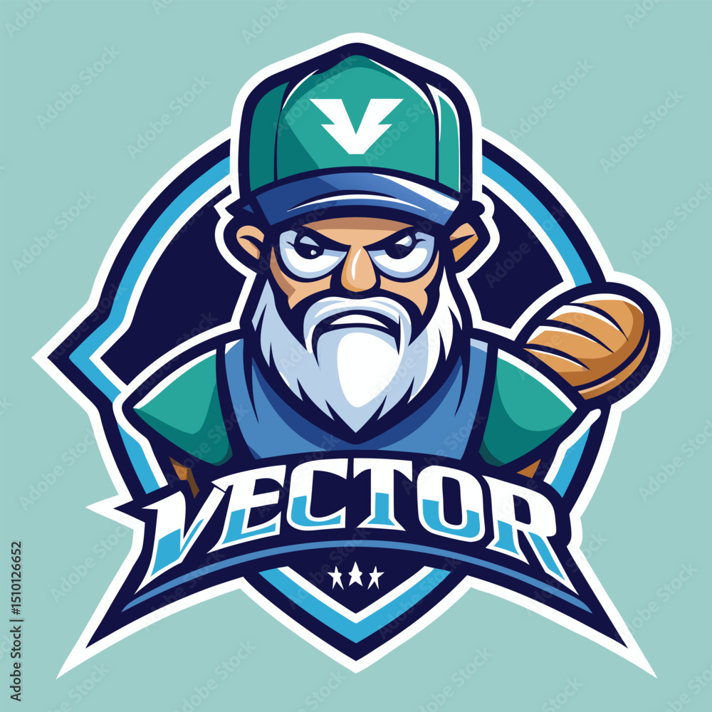 Dynamic baseball mascot logo design featuring a modern illustration of an intense character with a bat, set against a vibrant background Dynamic baseball mascot logo design featuring a modern illustration of an intense character with a bat, set against a vibrant background