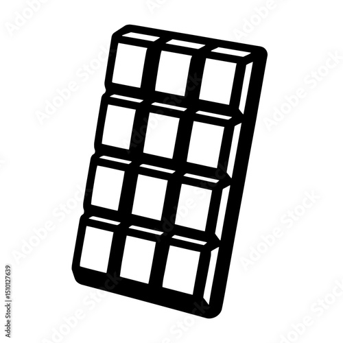 Simple Black and White Chocolate Bar Icon - Sweet Snack and Dessert Symbol Vector