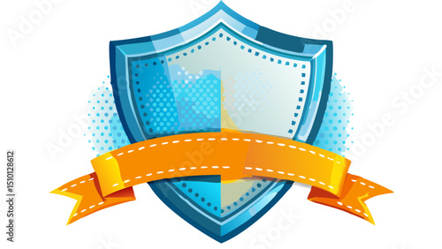 Blue shield with ribbon 