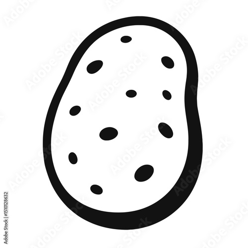 Simple Black and White Potato Outline Icon - Vegetable and Staple Food Symbol Vector