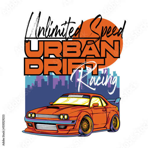 Urban Drift Car Streetwear Illustration