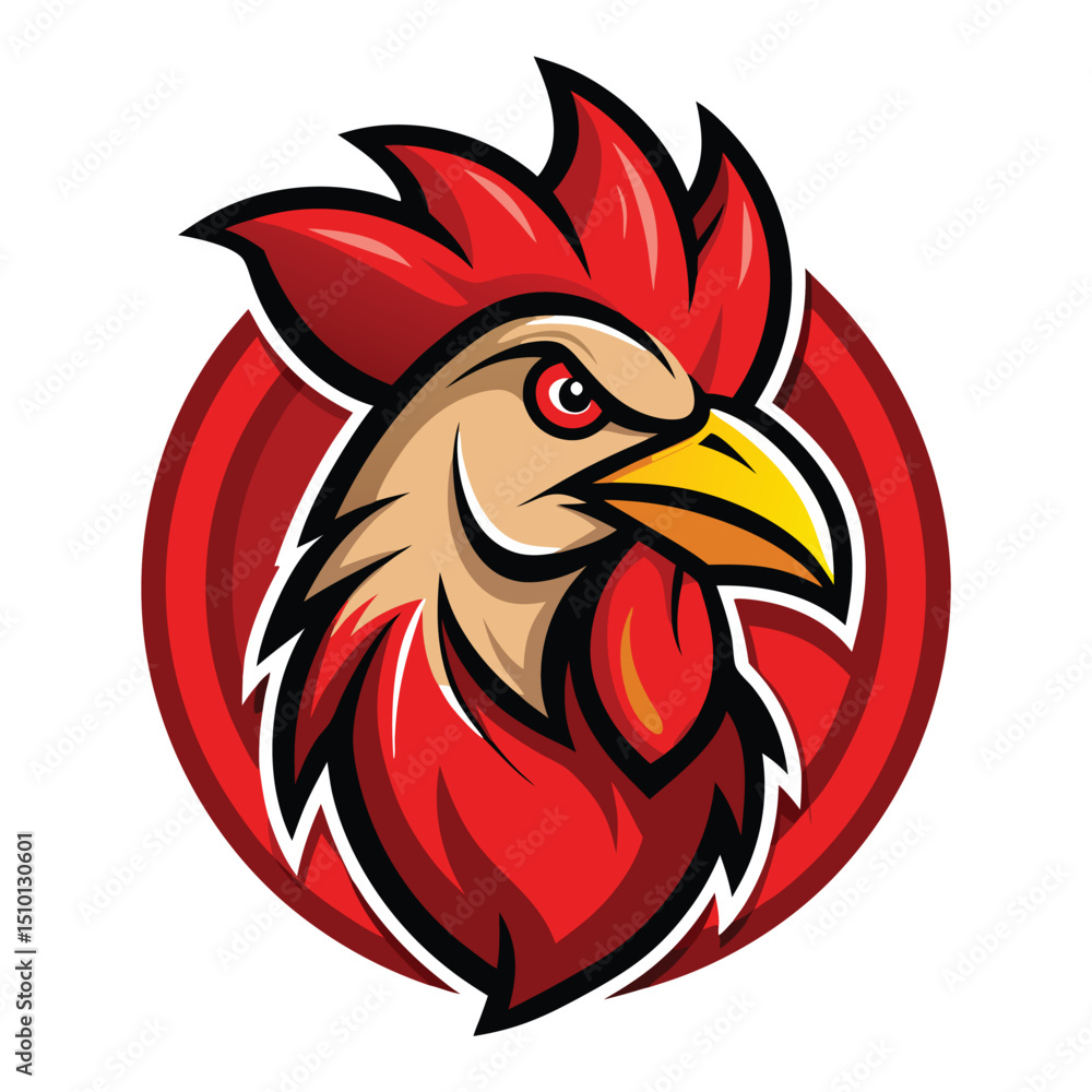 Vibrant rooster mascot logo design featuring a striking red and yellow color scheme suitable for branding and marketing purposes Vibrant rooster mascot logo design featuring a striking red and yellow color scheme suitable for branding and marketing purposes