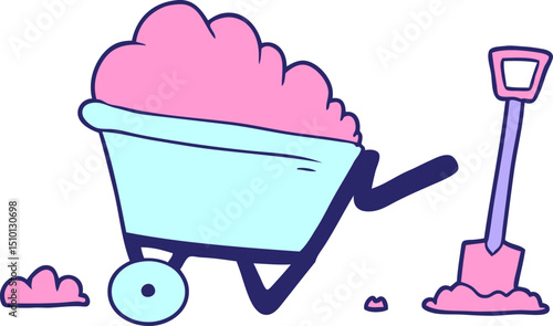 cartoon wheelbarrow