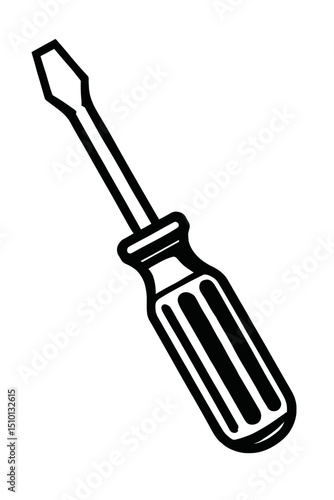 Flathead Screwdriver Tool Outline Icon - Repair, Construction, and Hand Tool Symbol