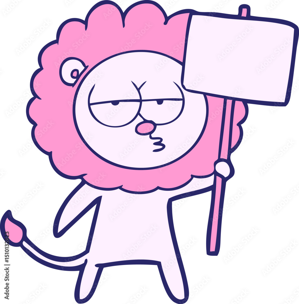 Obraz premium cartoon bored lion