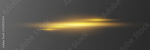 Glowing golden lines of light with motion blur effect. Concept of speed or energy.