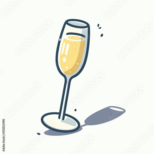 Champagne flute with bubbles isolated on white