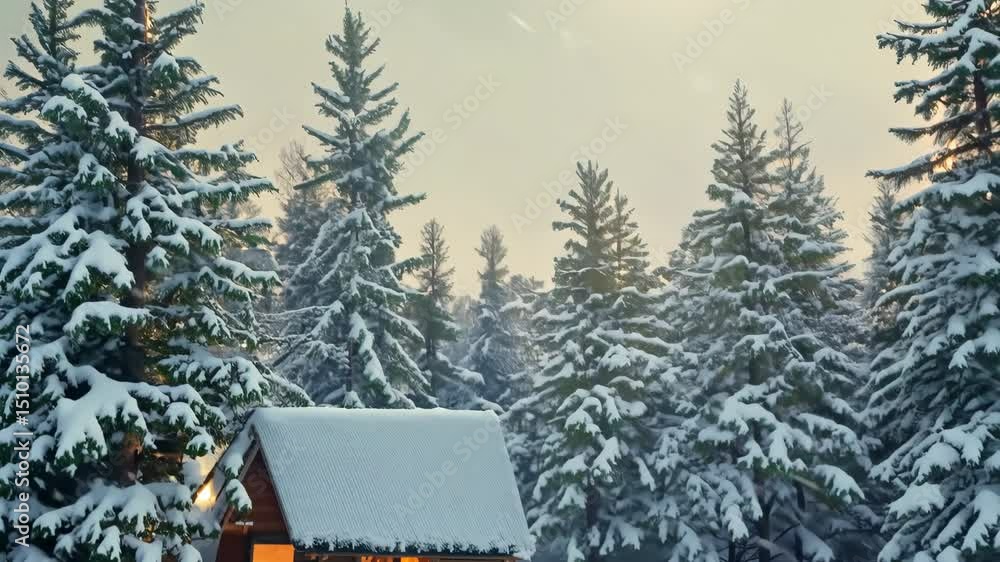 Snowy Cabin in the Woods: A cozy cabin nestled amongst snow-laden ...