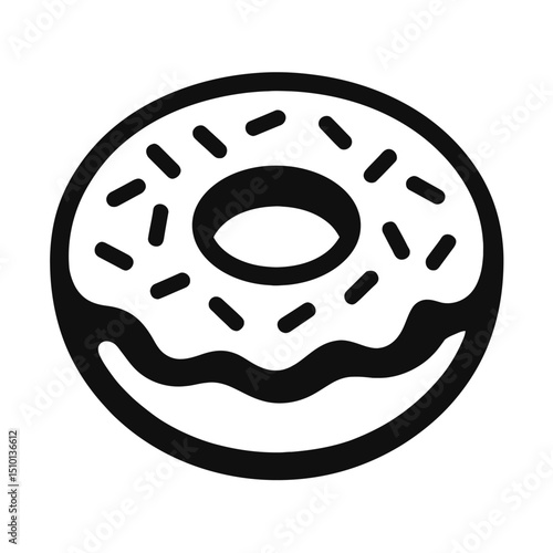 Sweet Donut with Sprinkles Dessert Icon Vector Illustration