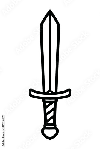 Simple Medieval Sword Weapon Outline Icon Vector Illustration