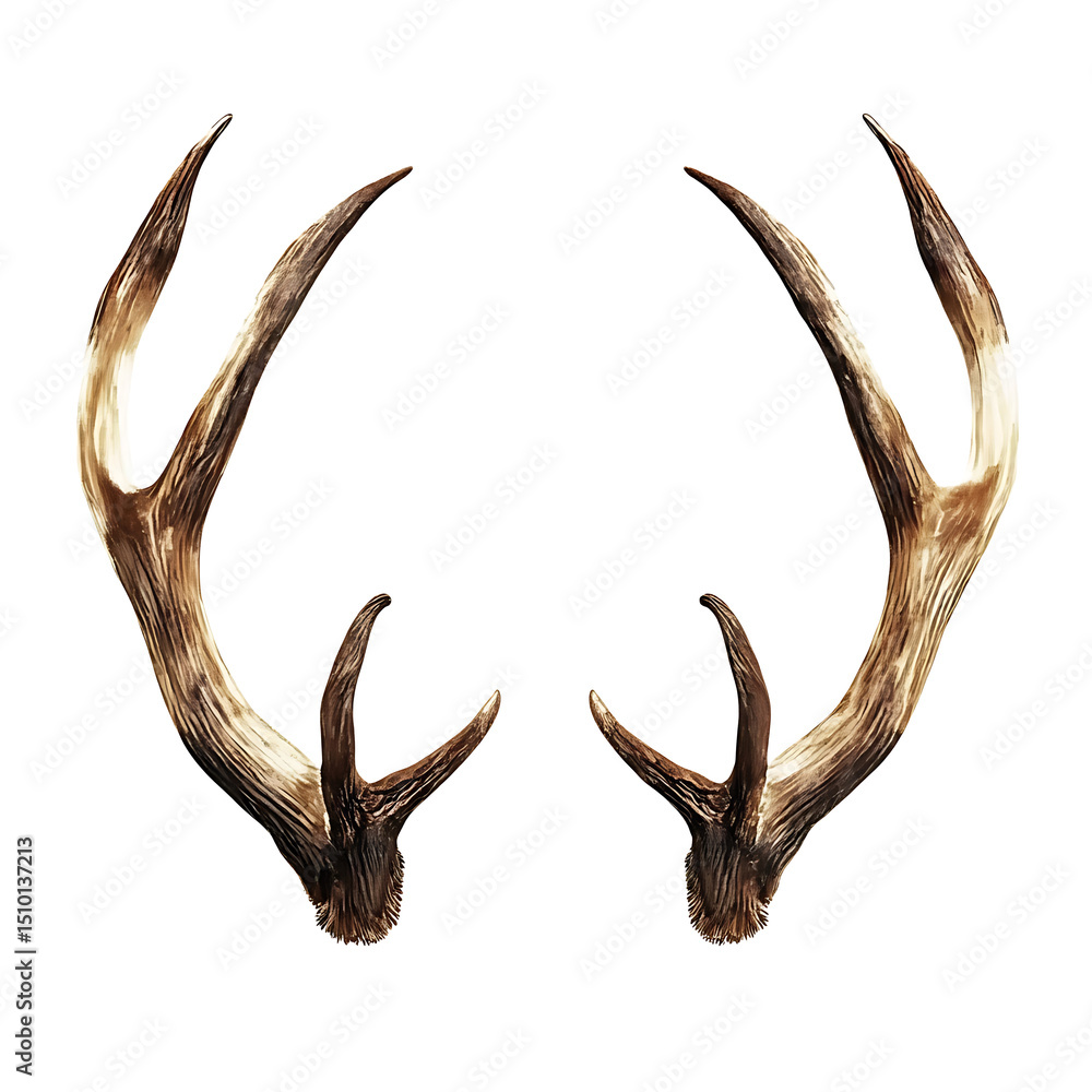 Fototapeta premium Pair of deer antlers isolated on transparent background