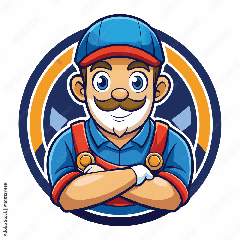 Mechanic cartoon mascot logo design showcasing a friendly character with a cap, overalls, and a cheerful expression ready to represent your automotive service company Mechanic cartoon mascot logo design showcasing a friendly character with a cap, overalls, and a cheerful expression ready to represent your automotive service company