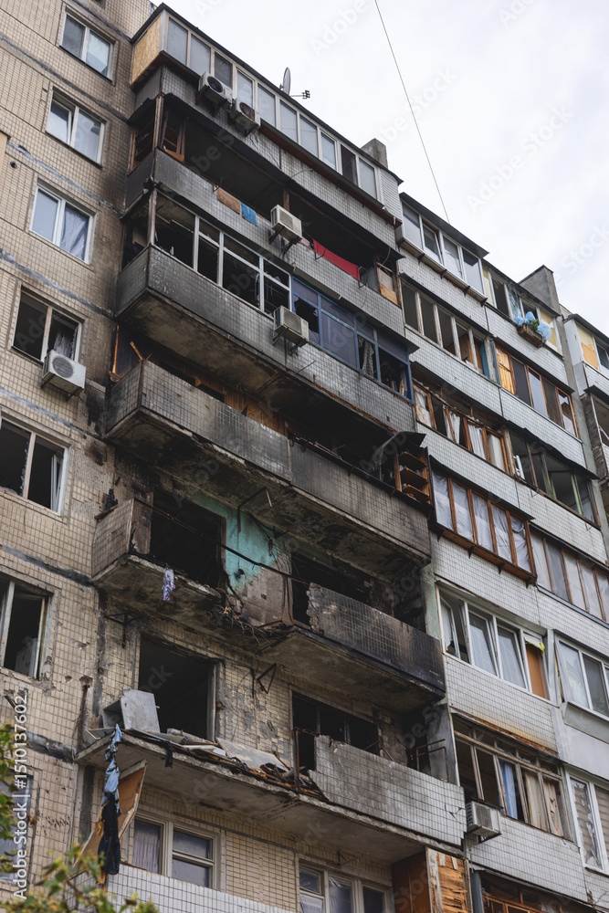 Burnt house after drone attack in Ukraine Burnt house after drone attack in Ukraine