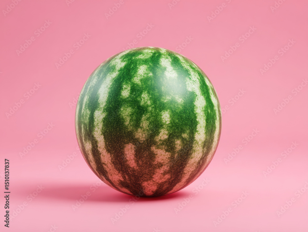 Watermelon rests on a pink background showcasing its vibrant colors and texture Watermelon rests on a pink background showcasing its vibrant colors and texture