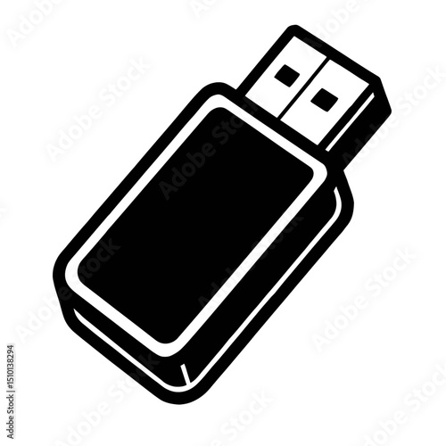 Solid Icon of a USB Flash Drive - Representing Digital Storage and Data Transfer