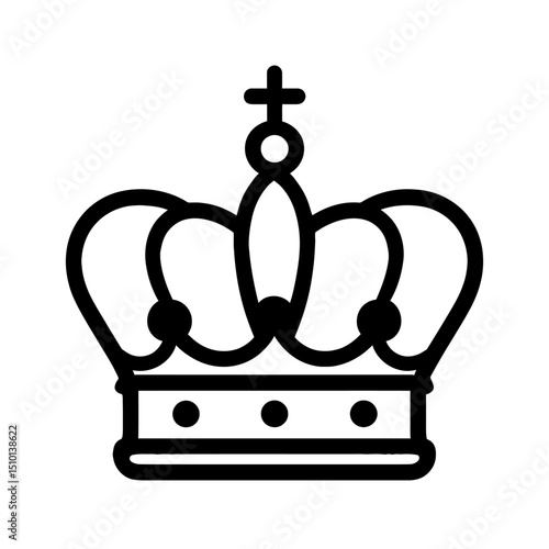 Outline Icon of a Royal Crown - Representing Royalty, Authority, and Achievement