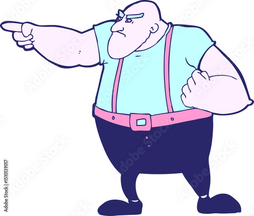 cartoon angry tough guy pointing