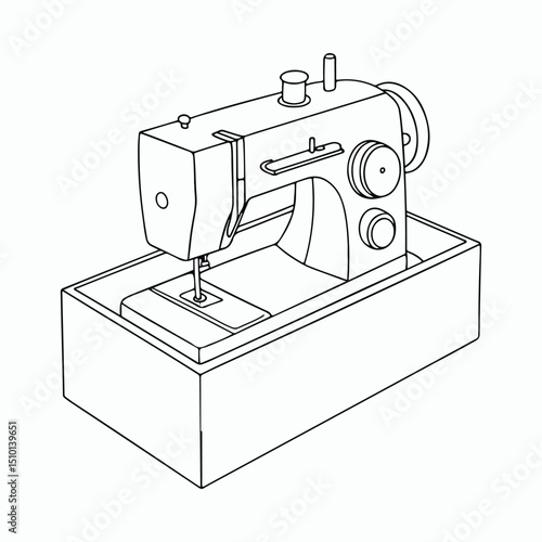 sewing machine. sketch. vector.