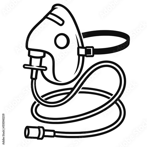 Outline Icon of an Oxygen Mask - Representing Medical Care, Respiration, and Health