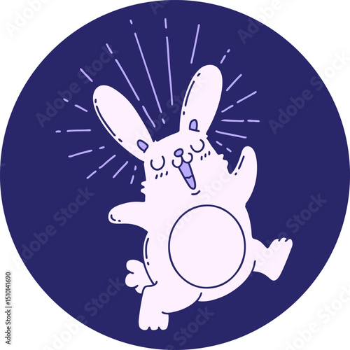 icon of a tattoo style prancing rabbit