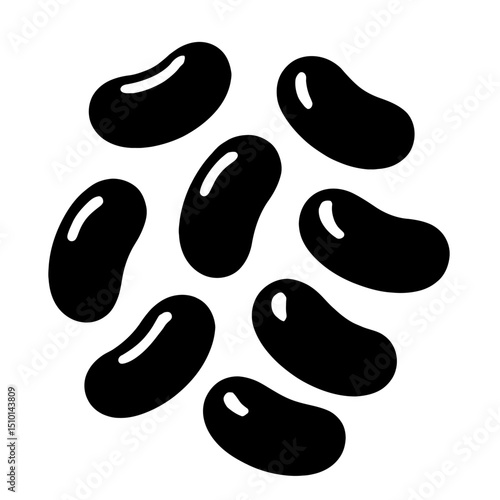Simple Scattered Black Beans - Healthy Food Icon