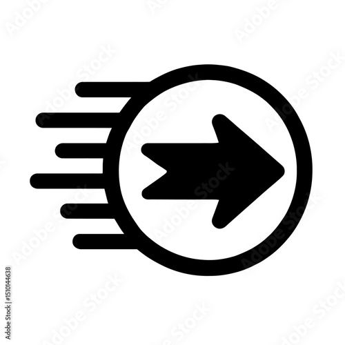 Speed Fast Forward Arrow in Circle Outline Icon - Progress, Motion, and Quickness Symbol