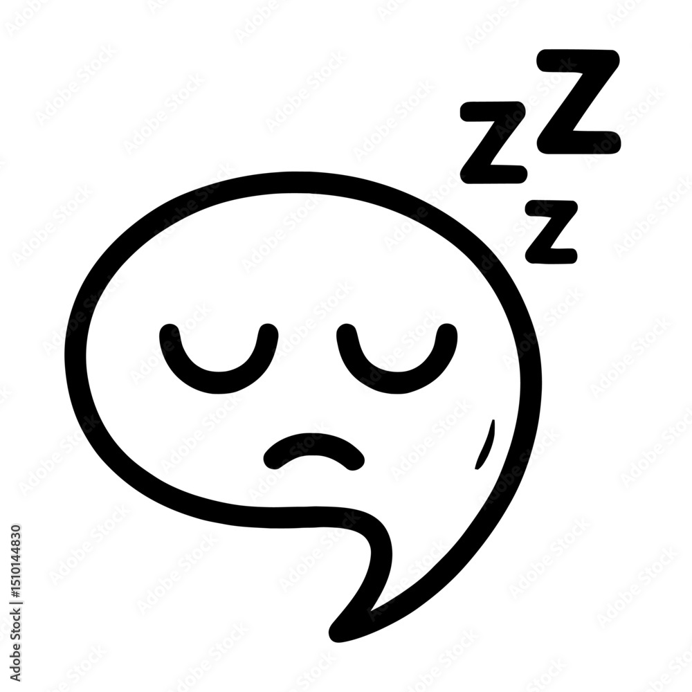Sleepy Speech Bubble Emoji with ZZZ Outline Icon - Tiredness, Rest, and Boredom Symbol Sleepy Speech Bubble Emoji with ZZZ Outline Icon - Tiredness, Rest, and Boredom Symbol
