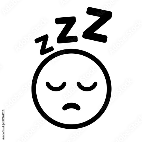 Sleepy Face Emoji with ZZZs Outline Icon - Tiredness, Rest, and Boredom Symbol