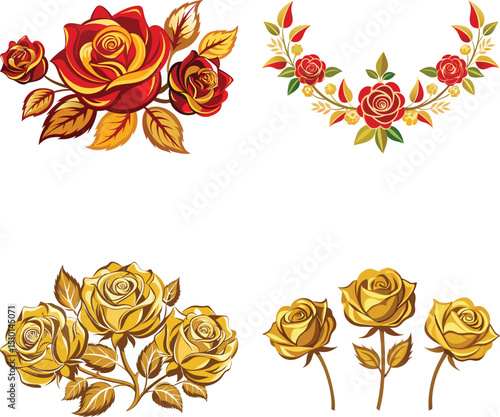 golden rose,rose made of gold .Exquisite gold rose concept art showcasing beauty and sophistication.

