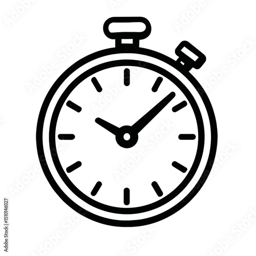 Classic Stopwatch Timer Outline Icon - Time Measurement and Chronograph Symbol