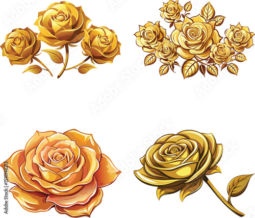 golden rose,rose made of gold .Exquisite gold rose concept art showcasing beauty and sophistication.

