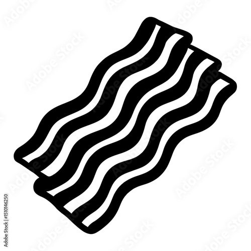 Cooked Bacon Strips Outline Icon - Breakfast Meat and Food Symbol