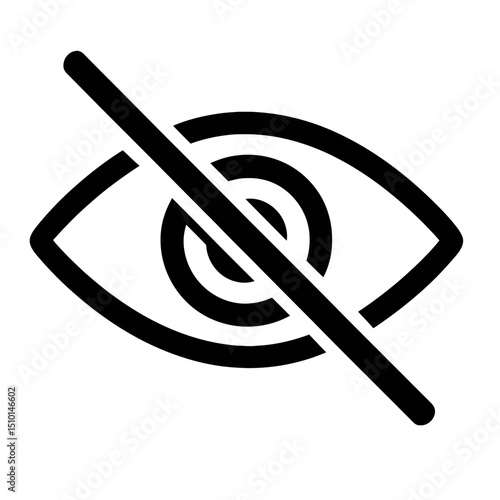 Hidden Eye Icon with Slash - Invisible, Private, and Restricted Visibility Symbol