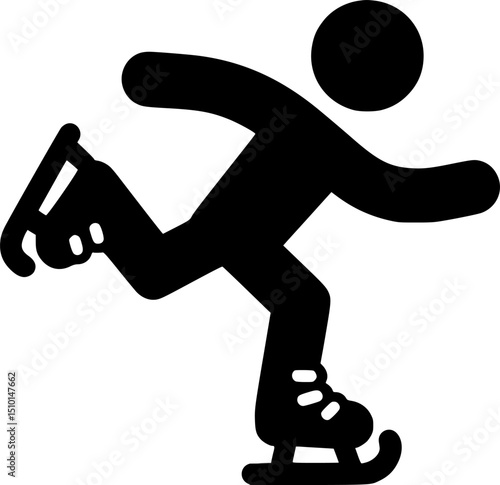 Ice Skating stick figure. pictogram. sign, symbol, vector, art
