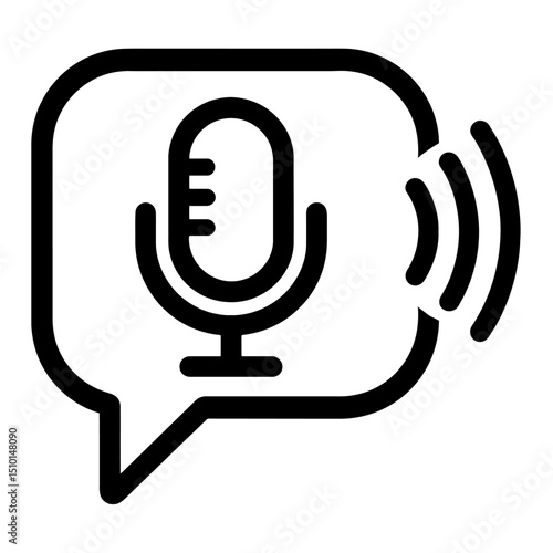 Podcast Microphone in Speech Bubble Icon - Audio Recording and Broadcasting Symbol