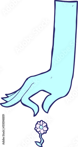 cartoon hand picking flower