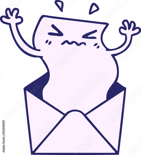 hand drawn quirky cartoon letter and envelope