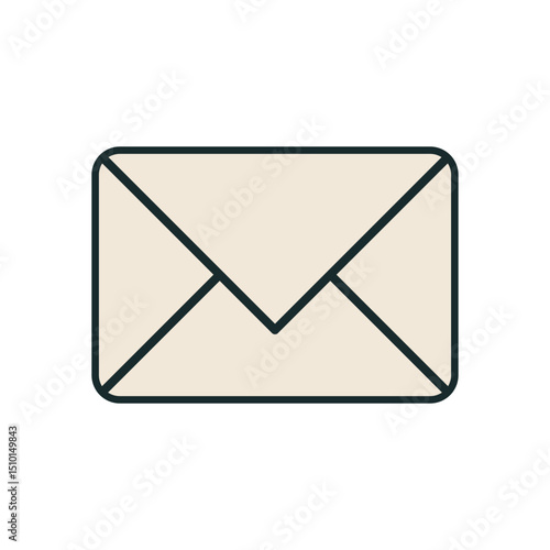 Minimalist Vector Illustration of Closed Letter Envelope in Beige Color with Clean Design and Simple Lines