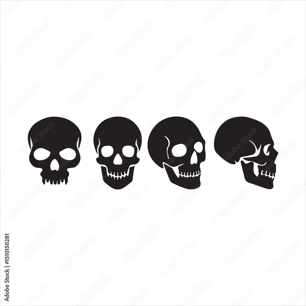 Skull Silhouette: Gothic Icon, Halloween Symbol, Death Concept, Spooky Design, Flat Vector Illustration Skull Silhouette: Gothic Icon, Halloween Symbol, Death Concept, Spooky Design, Flat Vector Illustration