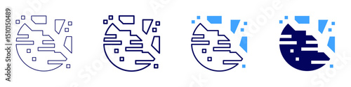 Moon landing icon in 4 different styles. Thin Line, Line, Bold Line, Duotone. Duotone style. Editable stroke