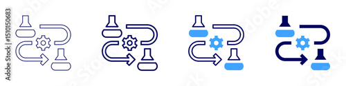 Kinetic friction icon in 4 different styles. Thin Line, Line, Bold Line, Duotone. Duotone style. Editable stroke