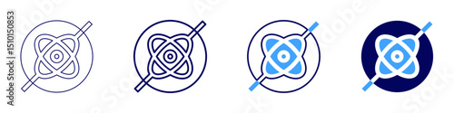 Gyroscope icon in 4 different styles. Thin Line, Line, Bold Line, Duotone. Duotone style. Editable stroke