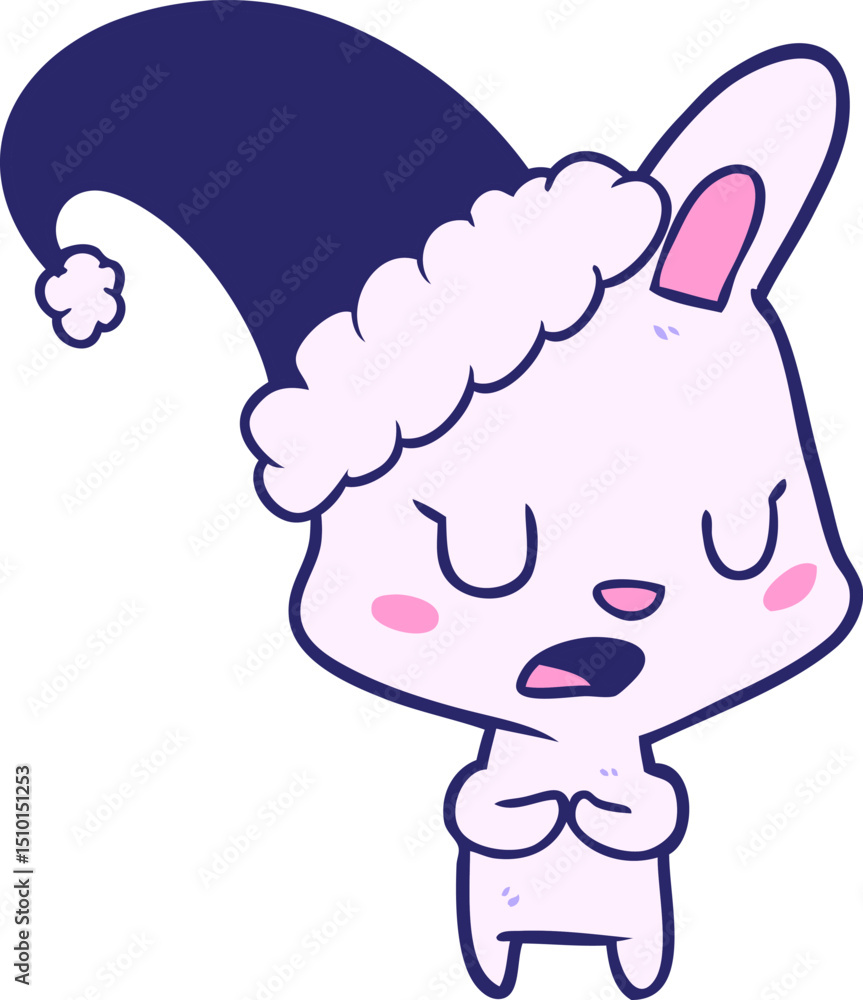 cartoon rabbit wearing christmas hat cartoon rabbit wearing christmas hat
