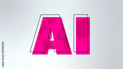 Artificial intelligence. Generative model. Smart digital technology. AI vector illustration with world map for science, programming, presentation, design, business, learning