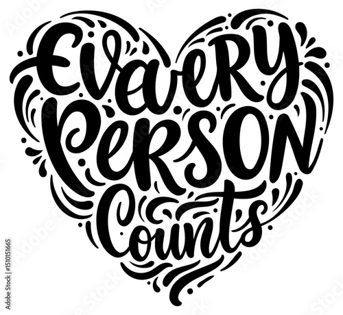 Heart-shaped motivational quote with decorative swirls. ideal for apparel. social media graphics. or inspirational posters.